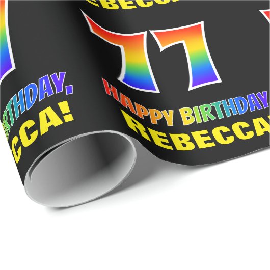 77e verjaardag: Vet, Vun, Eenvoudig, Regenboog 77 Cadeaupapier (Rol Hoek)