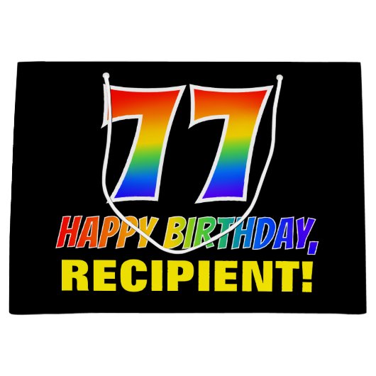 77e verjaardag: Vet, Vun, Eenvoudig, Regenboog 77 Groot Cadeauzakje (Voorkant)
