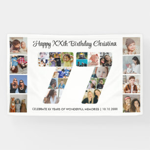 77e verjaardagsfeest Nummer 77 Fotocollage Spandoek