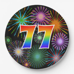 77ste evenement - Leuk, kleurrijk, vet, regenboog Papieren Bordje