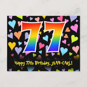 77ste verjaardag: Fun Hearts-patroon, Regenboog 77 Briefkaart