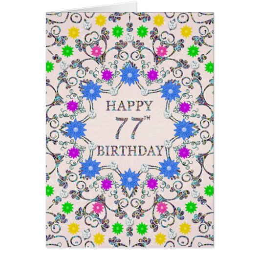 77th Birthday Abstract Flowers (Voorkant)