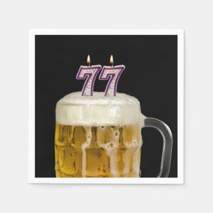 77th Birthday Beer op zwarte luiers Servet