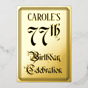 77th Birthday Party — Elegant Script + aangepaste  Folie Uitnodiging