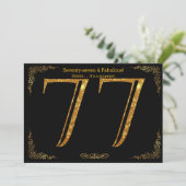 77th Birthday party, Gatsby styl, zwarte goudglitt Kaart (Staand voorkant)