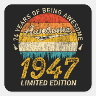 78 jaar oud 1947 Retro Geweldige 78e verjaardagsca Vierkante Sticker