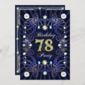 78e anniversaire invitation de fête avec des masse (Devant / Derrière)