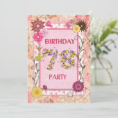 78e anniversaire invitation fête avec cadre fleuri (Debout devant)