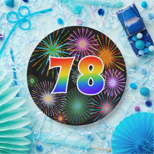 78e Evenement - Leuk, Kleurrijk, Vet, Regenboog 78 Papieren Bordje (Feest)