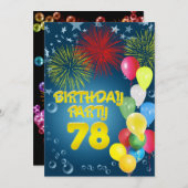 78e fête d'anniversaire Invitation avec ballons (Devant / Derrière)