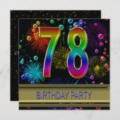 78e fête d'anniversaire Invitation avec bulles (Devant / Derrière)