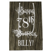 78e verjaardag: Fancy, Faux Wood Kijk + Aangepaste Medium Cadeauzakje (Achterkant)