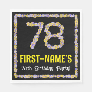 78e verjaardag: Floral Flowers Number, Custom Name Servet