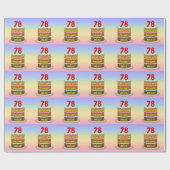 78e verjaardag: Fun Cake and Candles + Custom Name Cadeaupapier (Vlak)