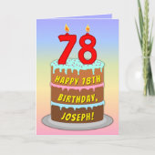 78e verjaardag — Fun Cake & Candles, w/ Eigen naam Kaart (Voorkant)
