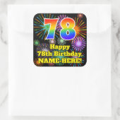 78e verjaardag: Fun Fireworks Kijk, regenboognr. 7 Vierkante Sticker (Tas)
