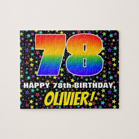 78e verjaardag — Fun, kleurrijk Star Field Pattern Legpuzzel (Horizontaal)