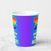 78e verjaardag: kleurrijk, vun regenboogpatroon #  papieren bekers (Links)
