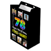 78e verjaardag: Regenboog "78", aangepaste foto's Medium Cadeauzakje (Achterkant Gekanteld)