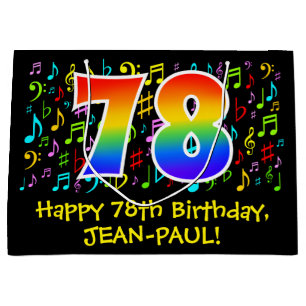 78ste verjaardag - Kleurrijke muziek symbolen, Reg Groot Cadeauzakje