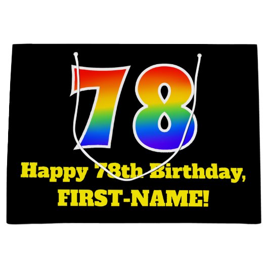 78ste verjaardag ~ Leuk, Kleurrijk, Levendig, Rege Groot Cadeauzakje (Voorkant)