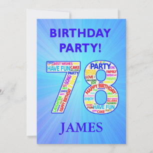 78th Birthday Party Invitation Voeg een naam toe Kaart