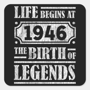 79 jaar oud 1946 Geboorte van de legende 79ste ver Vierkante Sticker