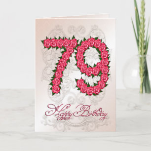 79e anniversaire carte avec rose et feuille