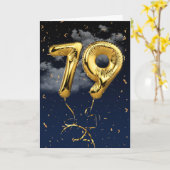 79e Anniversaire Gold Mylar Balloon et carte Confe (Fleur jaune)