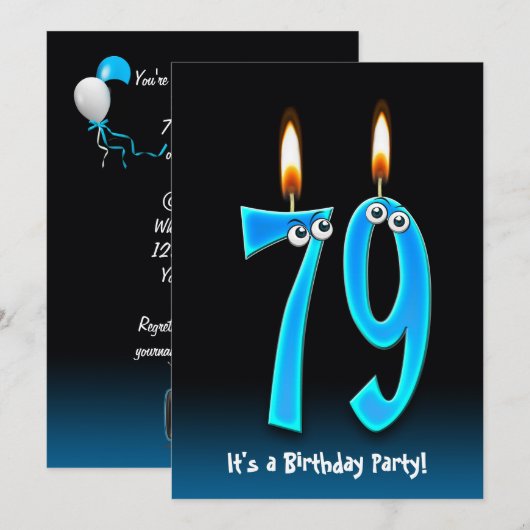 79e anniversaire Invitation de fête (Devant / Derrière)