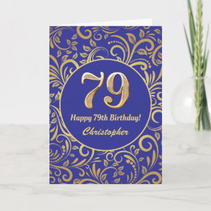 79e anniversaire Marine bleu et or modèle floral