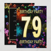 79e 'Birthday Party'-uitnodigingen vuurwerk bellen Kaart (Voorkant / Achterkant)