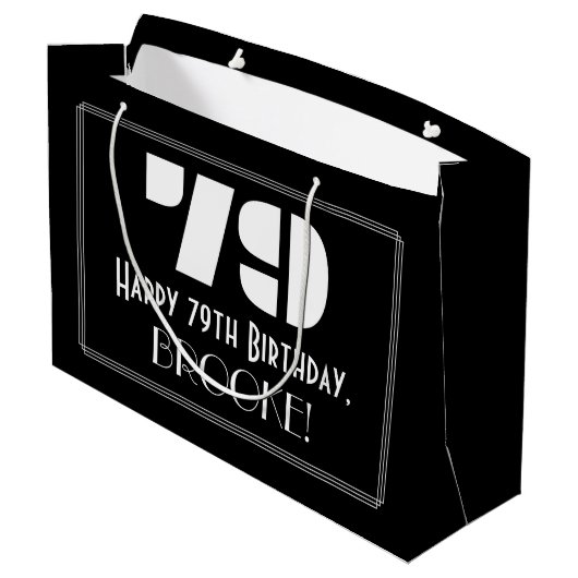 79e verjaardag ~ Art Deco Geïnspireerde look "79" Groot Cadeauzakje (Achterkant Gekanteld)