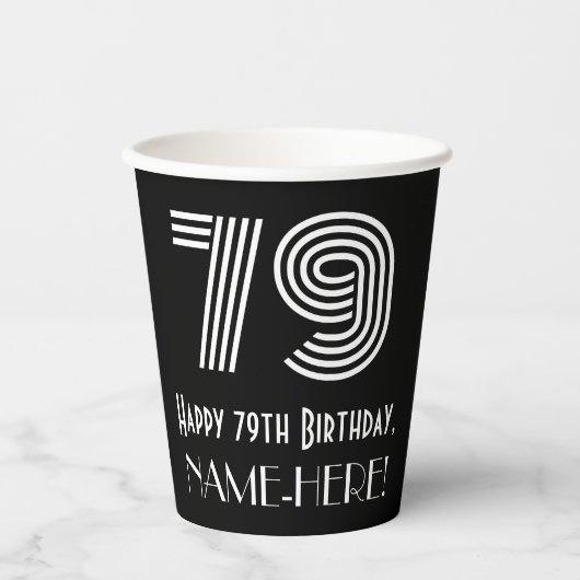 79e verjaardag — Art Deco Geïnspireerde look "79" Papieren Bekers (Voorkant)