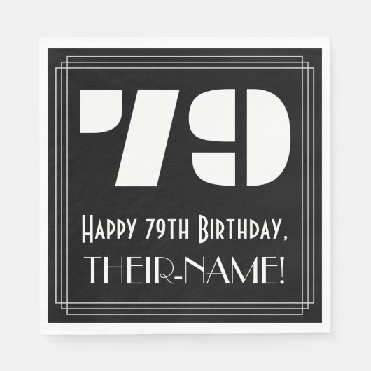 79e verjaardag: Art Deco Geïnspireerde look "79" + Servet (Voorkant)