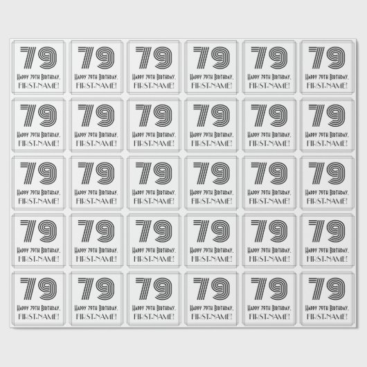 79e verjaardag: Art Deco geïnspireerde stijl "79" Cadeaupapier (Vlak)