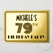 79e verjaardag — Art Deco Style "79" en naam Folie Uitnodiging (Voorkant)