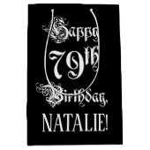 79e verjaardag: Fancy, elegant script + aangepaste Medium Cadeauzakje (Voorkant)