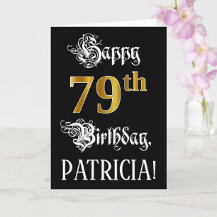 79e verjaardag — Fancy script; Faux Gold Kijk; naa Kaart