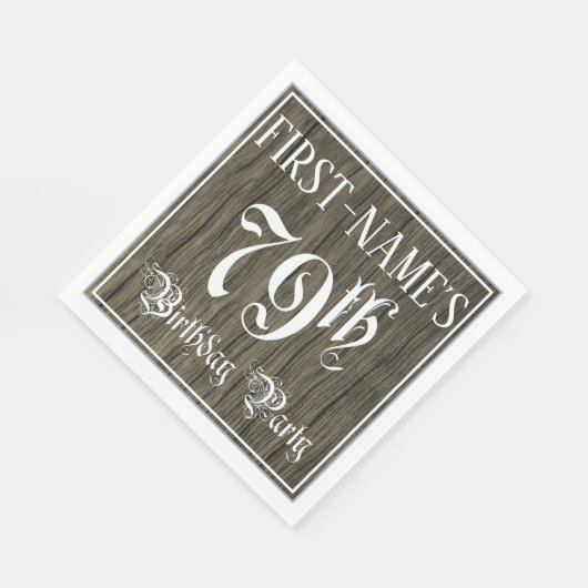 79e verjaardag — Fancy script, kijk op hout Servet (Hoek)