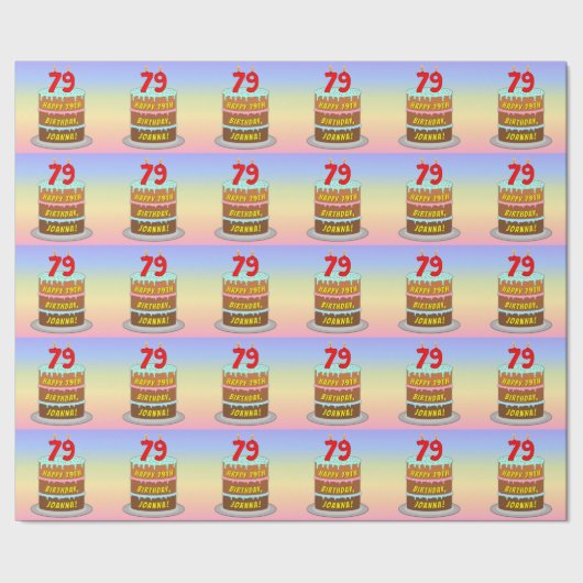 79e verjaardag: Fun Cake and Candles + Custom Name Cadeaupapier (Zoom)