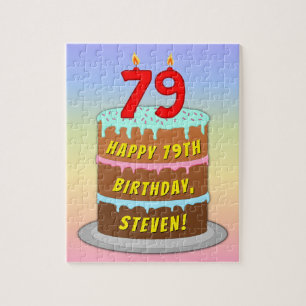 79e verjaardag: Fun Cake and Candles + Custom Name Legpuzzel