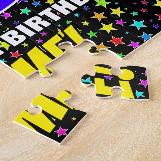 79e verjaardag — Fun, kleurrijk Star Field Pattern Legpuzzel (Zijkant)