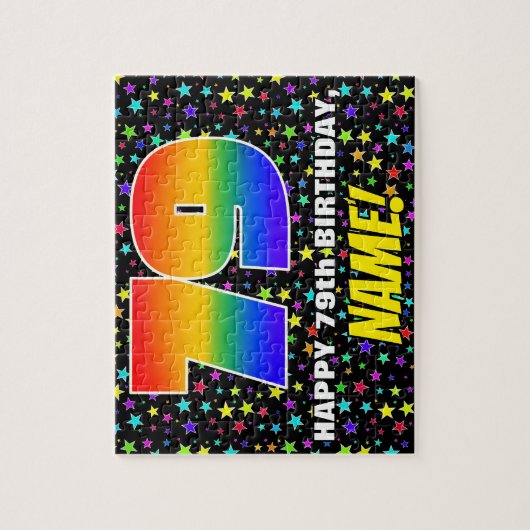 79e verjaardag — Fun, kleurrijk Star Field Pattern Legpuzzel (Verticaal)