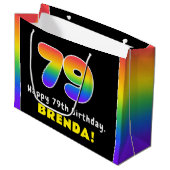 79e verjaardag: kleurrijke regenboog # 79, aangepa groot cadeauzakje (Voorkant Gekanteld)