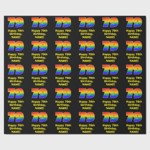 79e verjaardag: Leuke, kleurrijke regenboog geïnsp Cadeaupapier
