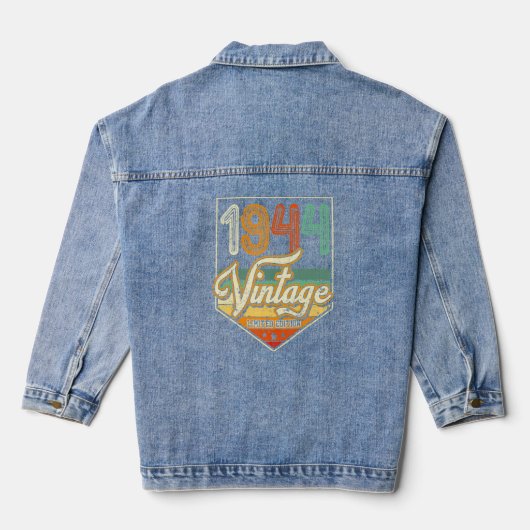  79e verjaardag Mannen Vrouwen Funny 1944 79 jaar Denim Jacket (Achterkant)