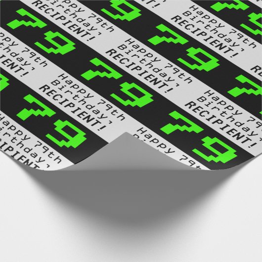 79e verjaardag - Nerdy / Geeky stijl "79" en naam Cadeaupapier (Hoek)