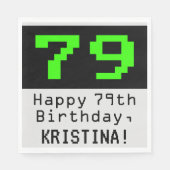 79e verjaardag - Nerdy / Geeky stijl "79" & naam Servet (Voorkant)