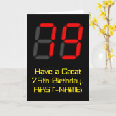 79e verjaardag: Red Digital Clock Style "79" + naa Kaart (Gele Bloem)